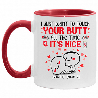 Personalized Accent Mug, White/Red, 11 oz. Accent Mug