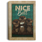 Nice Butt Funny Otters Restroom Gallery Wrapped Canvas Prints - Unframed Poster - Toilet Decor Wall Art, White, 0.75'' Framed Canvas