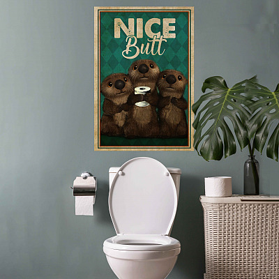 Alternative view of Nice Butt Funny Otters Restroom Gallery Wrapped Canvas Prints - Unframed Poster - Toilet Decor Wall Art