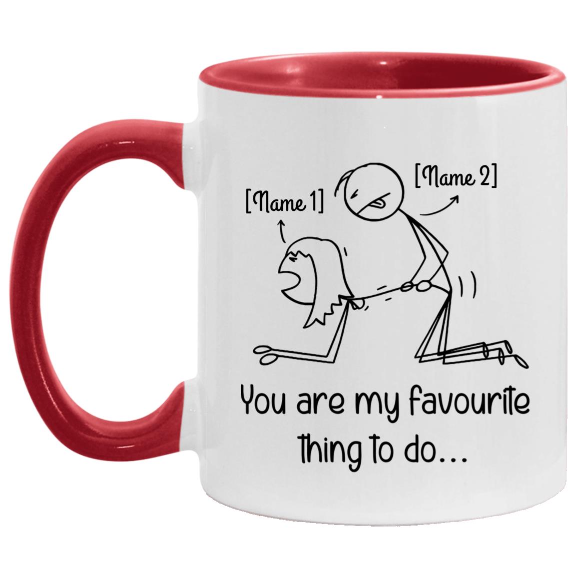 Personalized Accent Mug, White/Red, 11 oz. Accent Mug