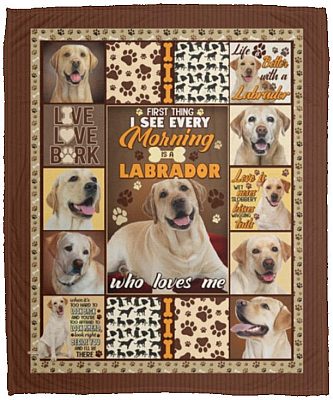 Yellow Labrador Blanket, White, Cozy Plush Fleece Blanket - 50x60