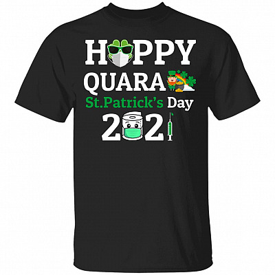 Happy Quarantined St Patrick Day T-Shirt, Black, Unisex T-Shirt