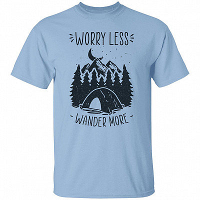Worry Less Wander More T-shirt, Light Blue, Unisex T-Shirt