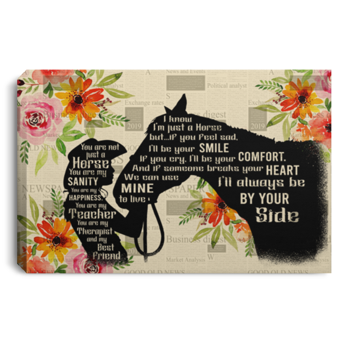 You Are Not Just A Horse You Are My Sanity You Are My Happiness Gallery Framed Canvas Prints - Unframed Poster, White, 0.75'' Framed Canvas