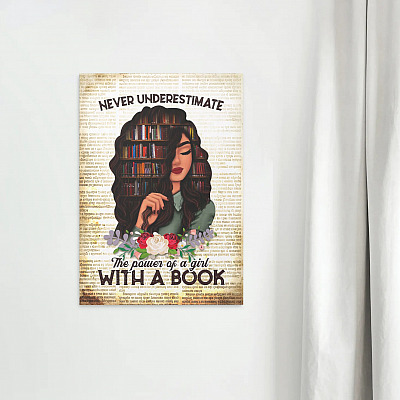 Alternative view of Vintage Never Underestimate The Power Of A Girl With A Book Framed Canvas Prints - Unframed Poster