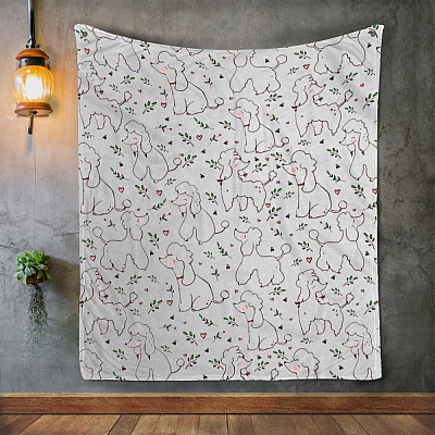 Alternative view of Poodle Doodle Dog Leaf Heart Puppy Fleece Blanket - Mink Sherpa Blanket - Woven Blanket