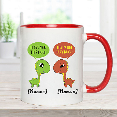 Alternative view of Personalized Apatosaurus Dinosaur I Love You This Much That's Not Very Much Couple Valentine's Day Accent Mug