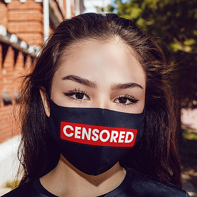 Alternative view of Censored Funny Washable Reusable Custom Printed Cloth Face Mask Cover
