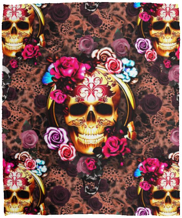 Floral Skull 3D Blanket, White, Cozy Plush Fleece Blanket - 50x60 Floral Skull 3D Blanket, White, Cozy Plush Fleece Blanket - 50x60