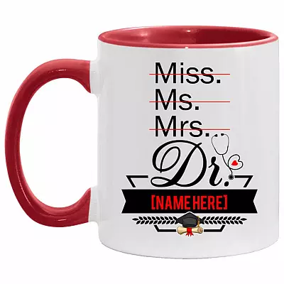 Personalized Accent Mug, White/Red, 11 oz. Accent Mug