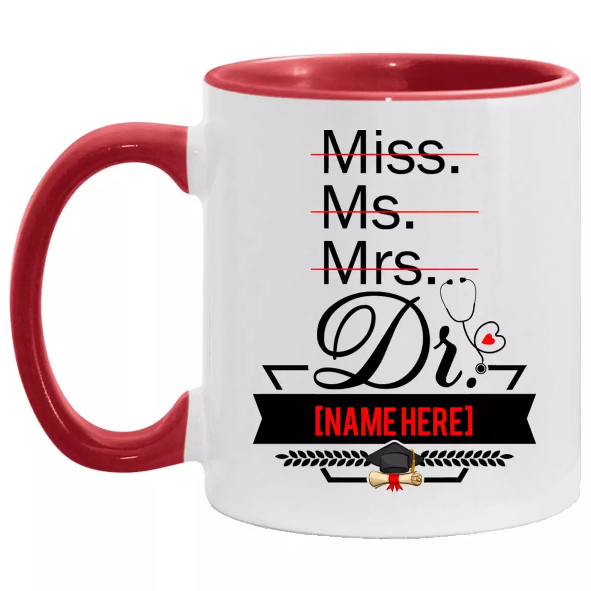 Personalized Accent Mug, White/Red, 11 oz. Accent Mug