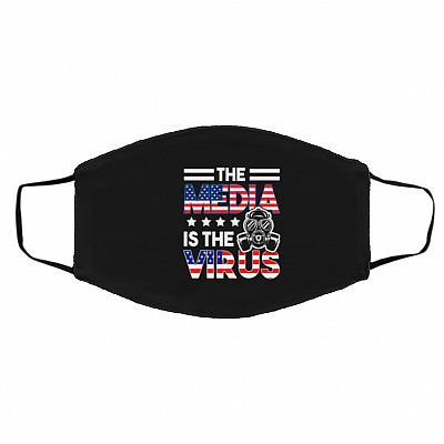 The Media Is The Virus, White, Cloth Face Cover – Medium/Large