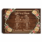 Personalized Biker Couple We're a Team Whatever You Lack I Got You Wrapped Framed Canvas Prints - Unframed Poster, White, 0.75'' Framed Canvas