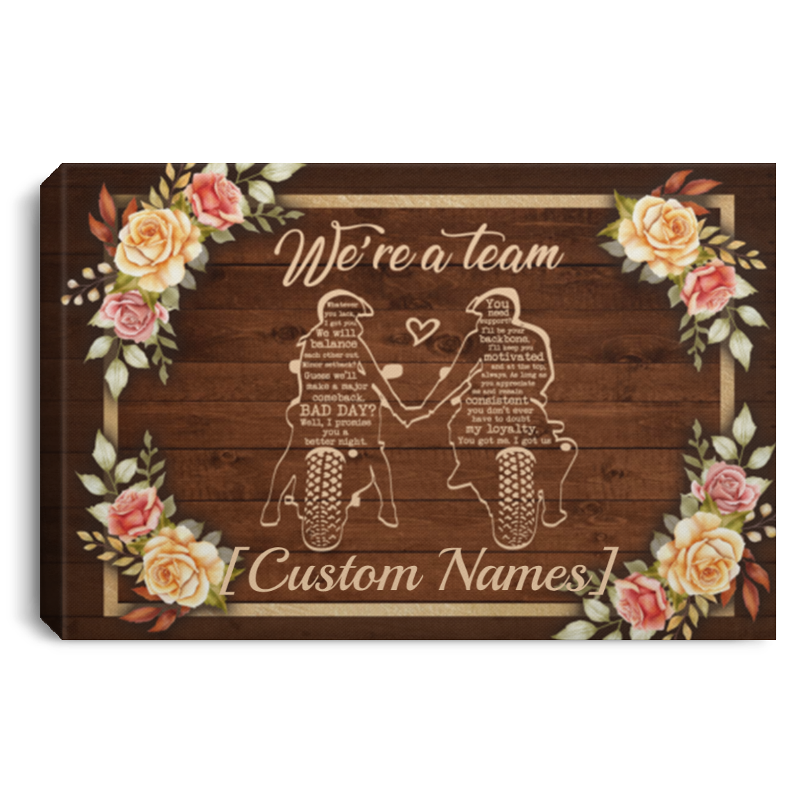 Personalized Biker Couple We're a Team Whatever You Lack I Got You Wrapped Framed Canvas Prints - Unframed Poster, White, 0.75'' Framed Canvas