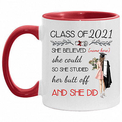 Personalized Class, White/Red, 11 oz. Accent Mug