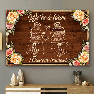 Alternative view of Personalized Biker Couple We're a Team Whatever You Lack I Got You Wrapped Framed Canvas Prints - Unframed Poster