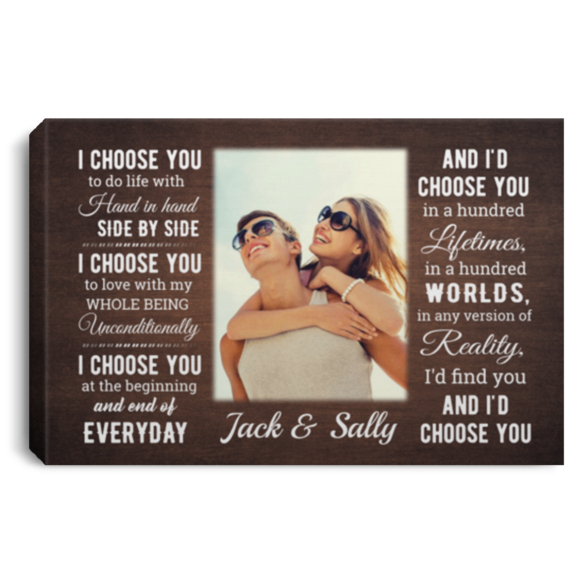 Personalized Photo I Choose You to Do Life with Hand in Hand Side by Side Framed Canvas - Unframed Poster, White, 0.75'' Framed Canvas