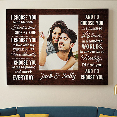 Alternative view of Personalized Photo I Choose You to Do Life with Hand in Hand Side by Side Framed Canvas - Unframed Poster