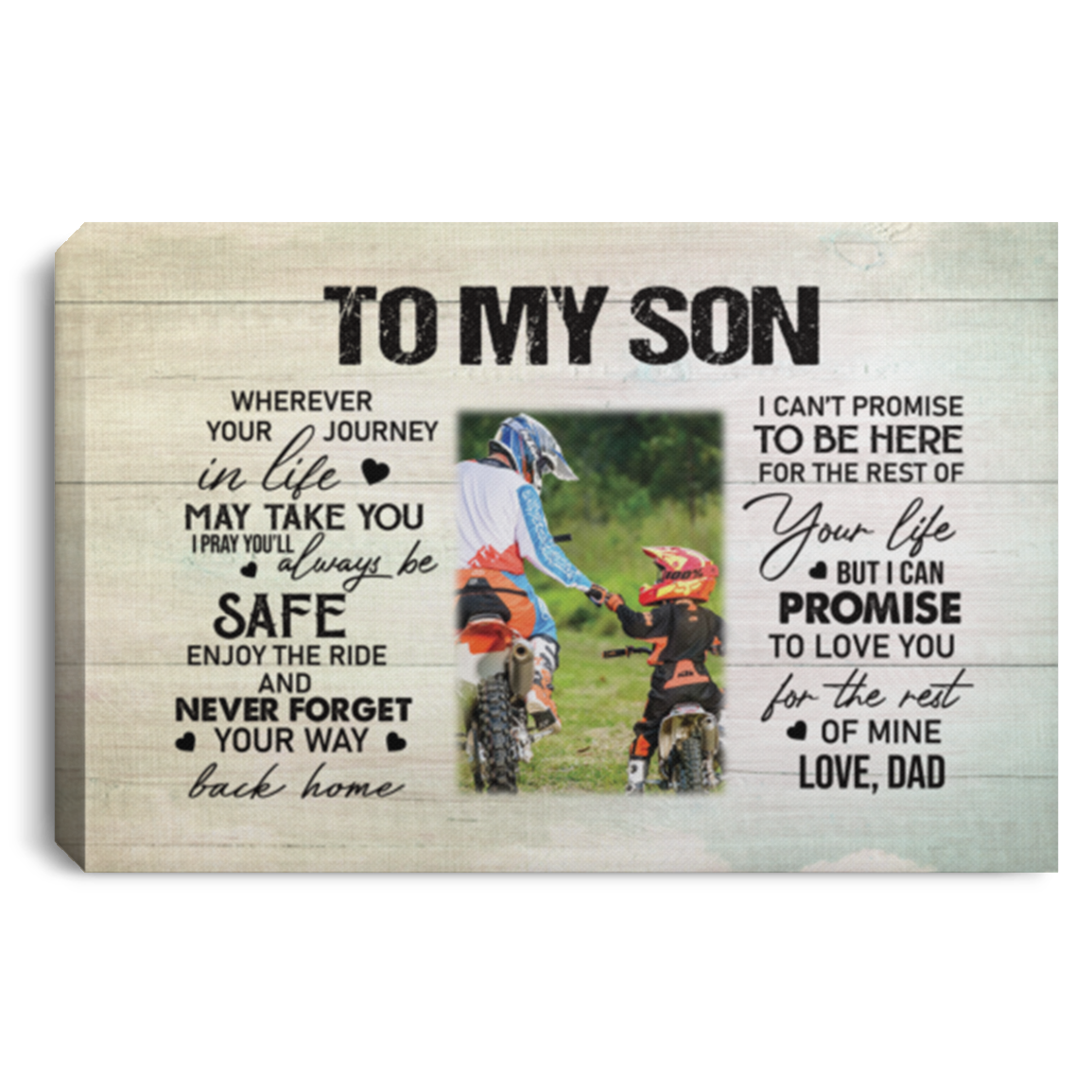 Personalized Photo Motocross To My Son Wherever Your Journey In Life May Take You Canvas Prints - Unframed Poster, White, 0.75'' Framed Canvas