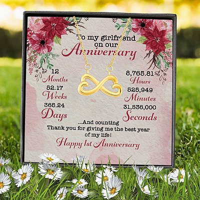 To My Girlfriend On Our Anniversary Thank You For Giving Me The Best Year Of My Life Infinity Heart Pendant Necklace