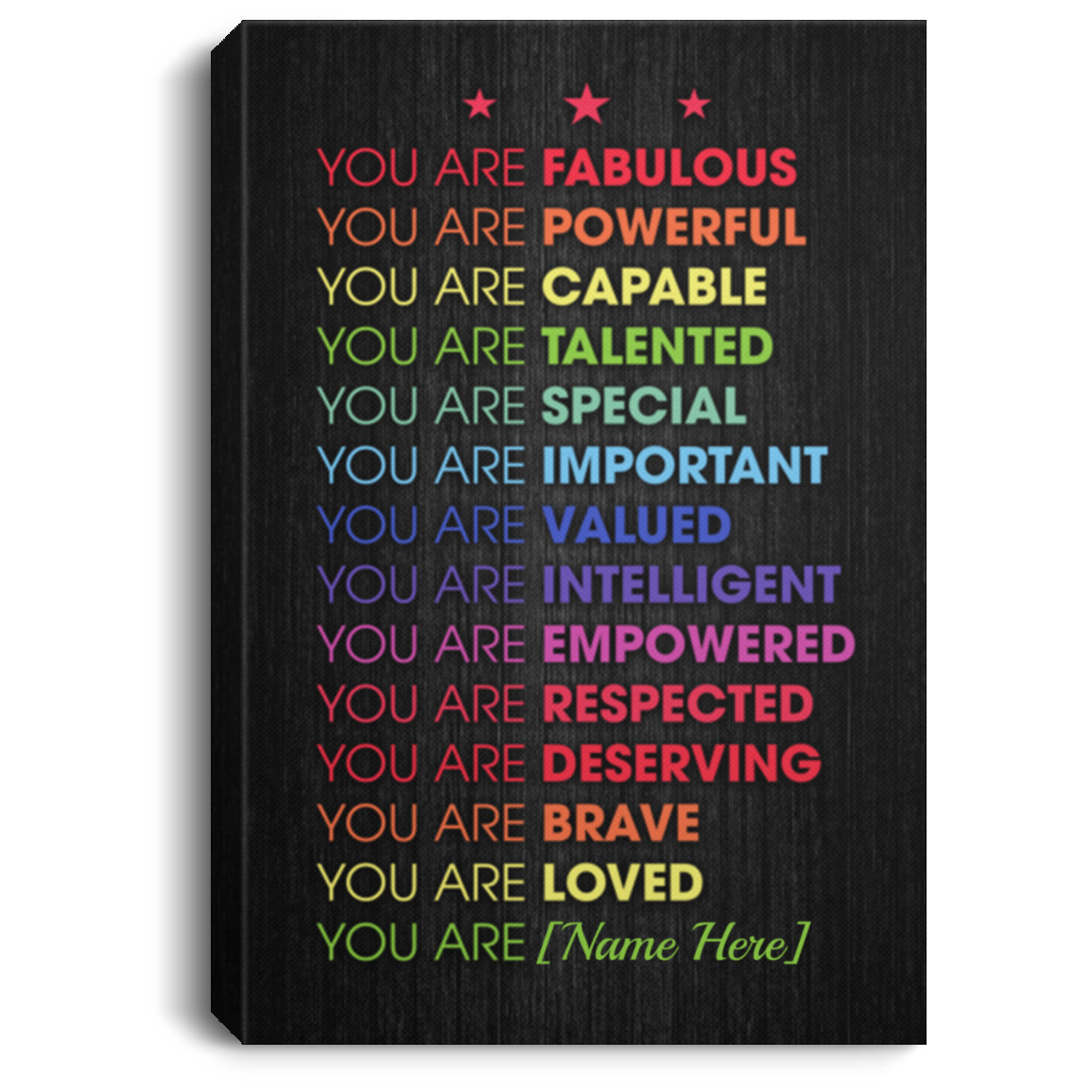 Personalized You Are Fabulous You Are Powerful You Are Capable You Are Talented Canvas Prints - Unframed Poster, White, 0.75'' Framed Canvas