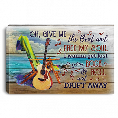 Oh Give Me the Beat and Free My Soul I Wanna Get Lost in Your Rock and Roll Framed Canvas - Unframed Poster, White, 0.75'' Framed Canvas