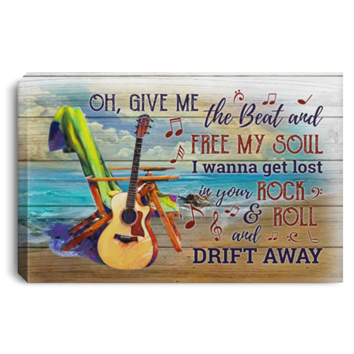 Oh Give Me the Beat and Free My Soul I Wanna Get Lost in Your Rock and Roll Framed Canvas - Unframed Poster, White, 0.75'' Framed Canvas