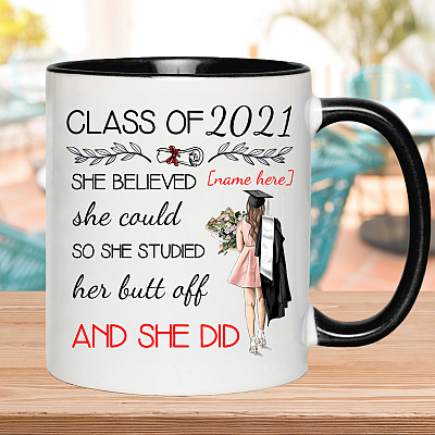 Alternative view of Personalized Class of 2021 She Believe She Could So She Studied Her Butt Of And She Did Accent Mug