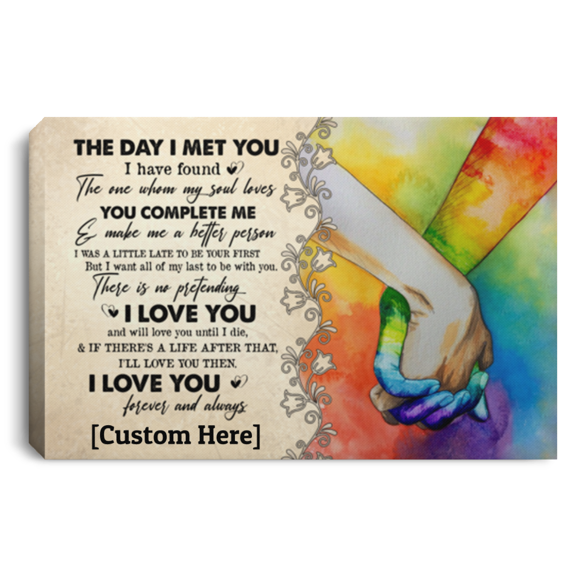Personalized LGBT The Day I Met You I Have Found The One Whom My Soul Loves Framed Canvas Prints - Unframed Poster, White, 0.75'' Framed Canvas
