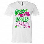 Aka Sorority 1908 Classy Sassy Bold Pretty Feminist T-Shirt - V Neck, White, V-Neck T-Shirt