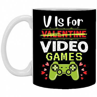 V Mug, Black, 11 oz. White Mug