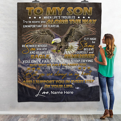 Alternative view of Personalized to My Son You Are Always in My Heart Blanket - Premium Sherpa Blanket - Woven Blanket