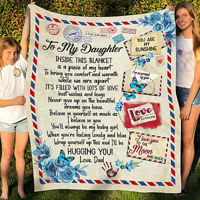 Alternative view of To My Daughter From Dad Inside This Blanket Is A Piece Of My Heart Fleece Blanket - To My Daughter Letter Blanket