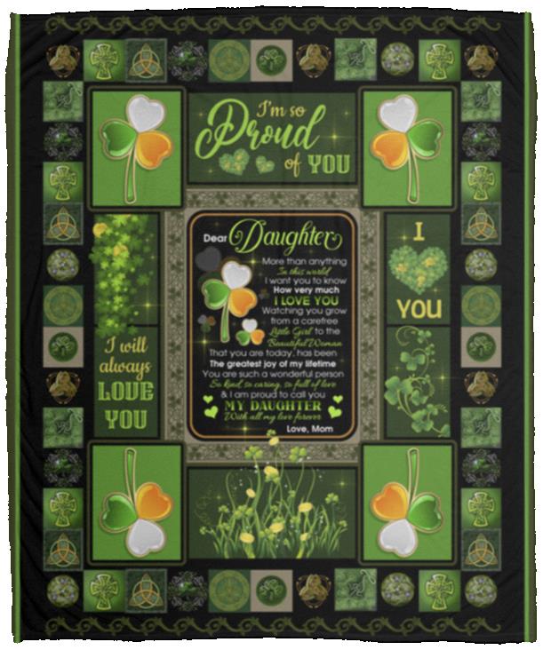 Irish Mom Dear Daughter More Than, White, Cozy Plush Fleece Blanket - 50x60