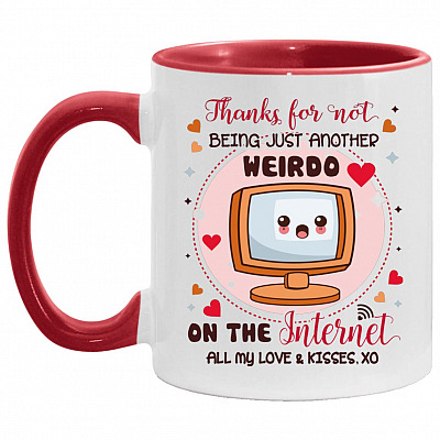 Weirdo Accent Mug, White/Red, 11 oz. Accent Mug