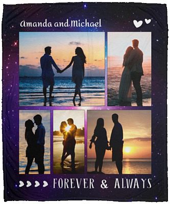 Personalized Photo Couple Blanket, White, Cozy Plush Fleece Blanket - 50x60