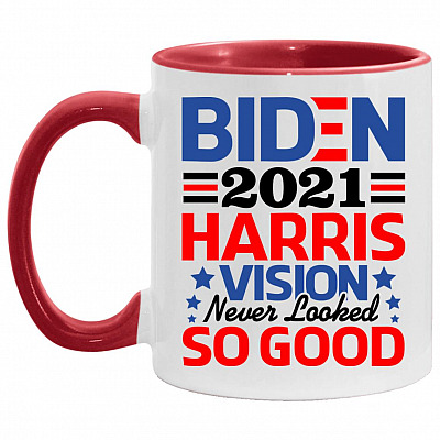 Biden Harris 2021, White/Red, 11 oz. Accent Mug