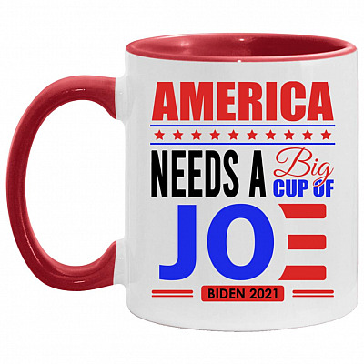 Biden 2021 Americ, White/Red, 11 oz. Accent Mug