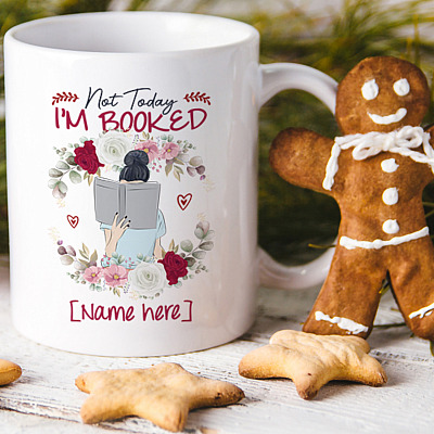 Alternative view of Personalized Not Today I'm Booked Coffee Mug - Girl Loves Books Mug - Personalized Gift For Book Lovers