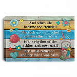 And When Life Became Too Frenzied She Took Up Her Crochet Framed Canvas - Unframed Poster - Crochet Wall Art, White, 0.75'' Framed Canvas