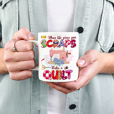 Alternative view of When Life Gives You Scraps Make a Quilt Sewing Gift Ideas Ceramic Coffee Mug - Beer Stein - Water Bottle