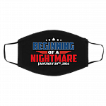 Biden Beginning of a Nightmare January 20th 2021 Washable Reusable Custom Printed Cloth Face Mask Cover, White, Cloth Face Cover – Medium/Large