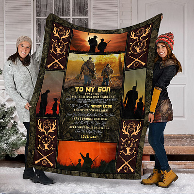 Alternative view of To My Son You Either Win or Learn Fleece Blanket - Premium Sherpa Blanket - Woven Blanket