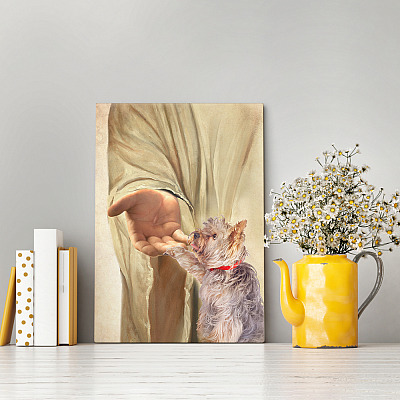 Alternative view of Yorkshire Terrier Take My Hand Jesus Gallery Wrapped Framed Canvas Prints - Dog Memorial Poster - Home Decor