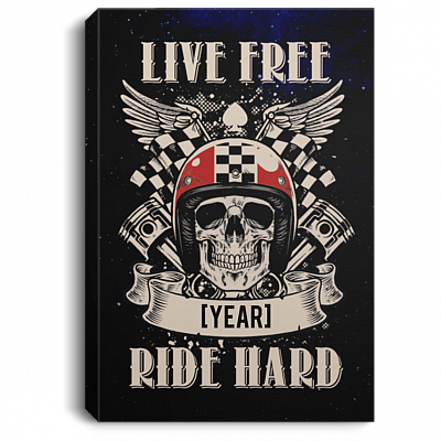 Personalized Live Free Ride Hard Gallery Wrapped Framed Canvas Prints - Unframed Poster - Home Decor Wall Art, White, 0.75'' Framed Canvas