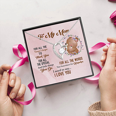 Alternative view of To My Wonderful Mom I Need To Say To I Love You Forever Love Pendant Necklace