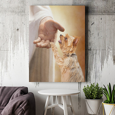 Alternative view of Yorkshire Terrier Take My Hand Jesus Wrapped Framed Canvas Prints - Unframed Poster - Home Decor Wall Art