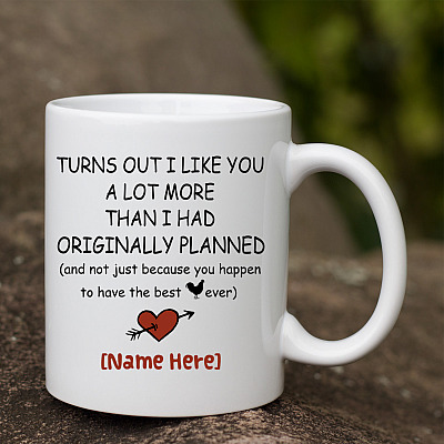 Alternative view of Personalized Turns Out I Like You A Lot More Than I Had Originally Planned Funny Valentine Ceramic Coffee Mug