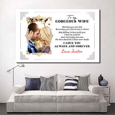 Alternative view of Personalized Photo To My Gorgeous Wife Meeting You Was Fate Framed Canvas Prints - Unframed Poster