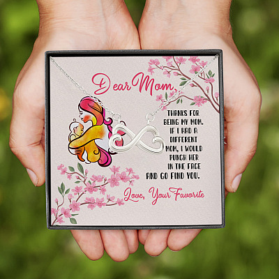 Alternative view of Dear Mom If I Had A Different Mom I Would Punch Her In The Face Infinity Heart Pendant Necklace